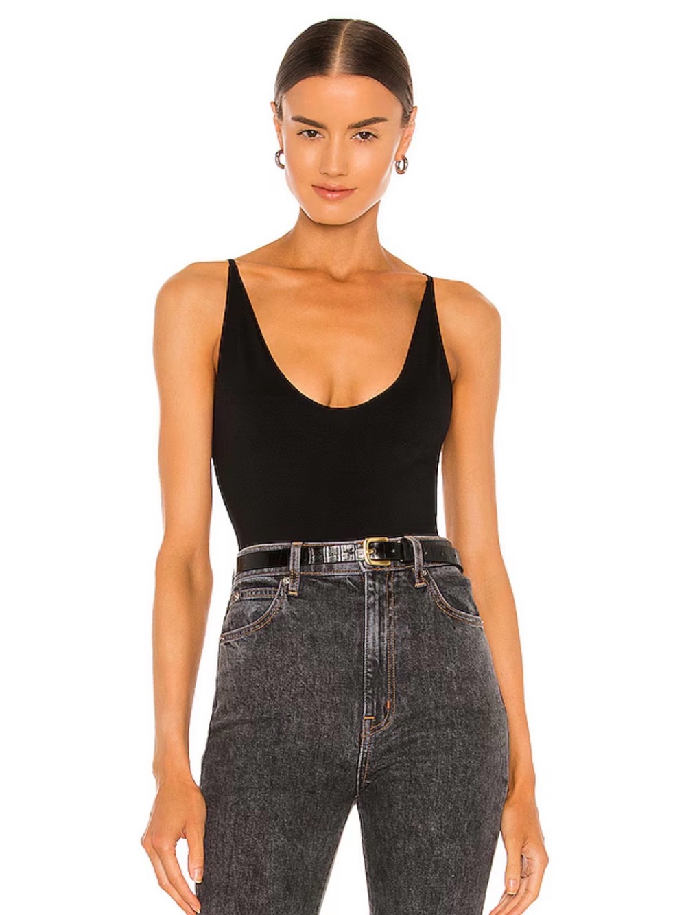 Seamless V Neck Cami in Black